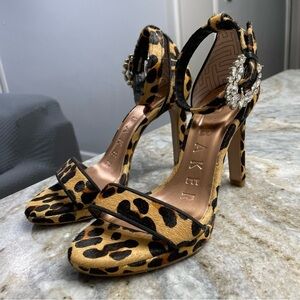 Ted Baker Claudel Genuine Calf-hair Leopard-print Ankle Strap Sandal Size 38